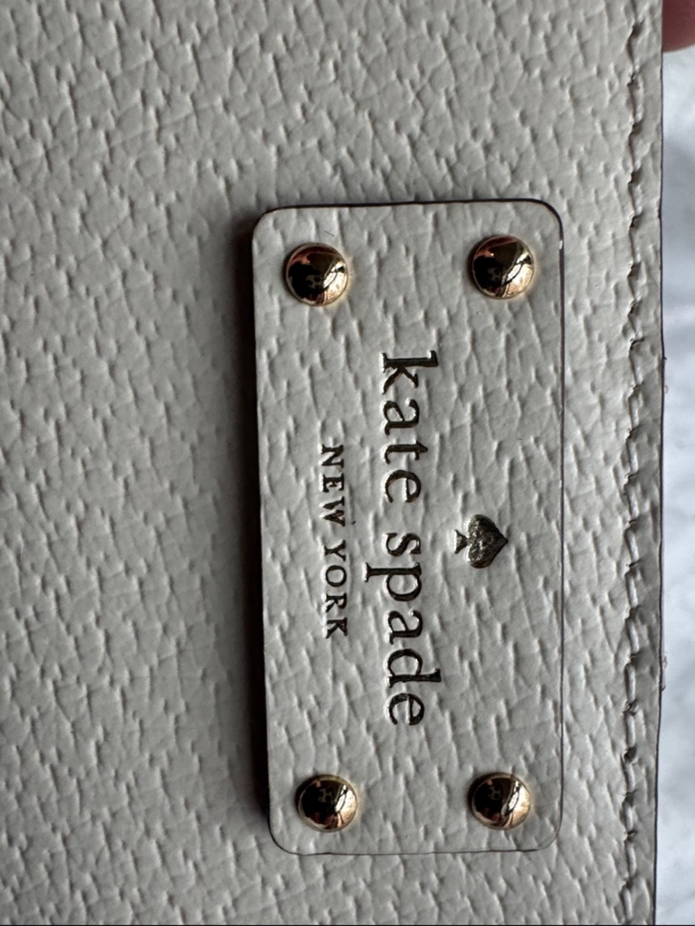 kate spade Two-Tone Pebbled Leather Bifold Wallet in Cream & Taupe - Picture 6 of 7